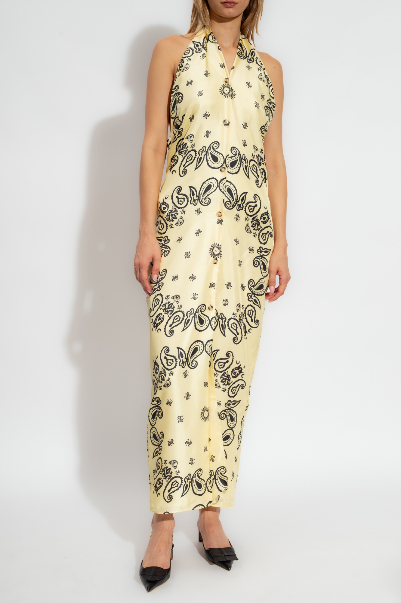【送料&関税込】Nanushka Elima Dress Bershka Legging Shorts Black - Yellow 'Elima' paisley dress